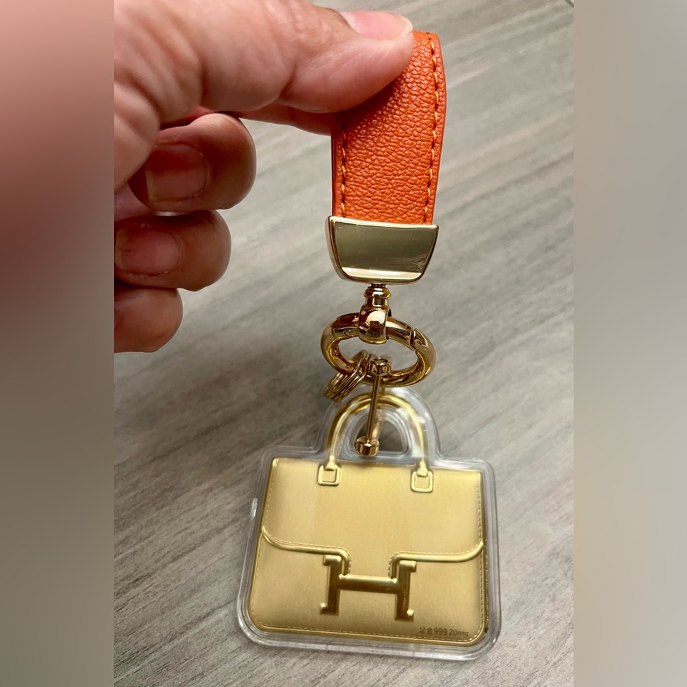 24K Coated Thin Metal Bag Charm - One side only
